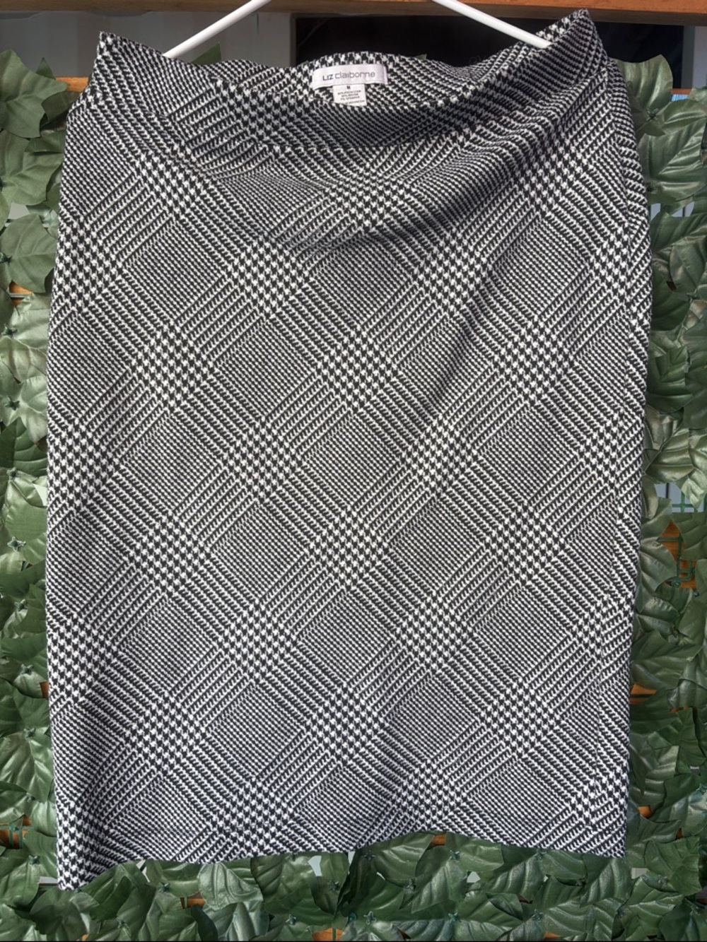 Liz Claiborne Black & White Glen Plaid Pencil Skirt
